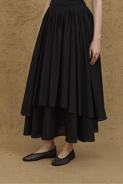 Fahhar Multi-Layer Skirt Black