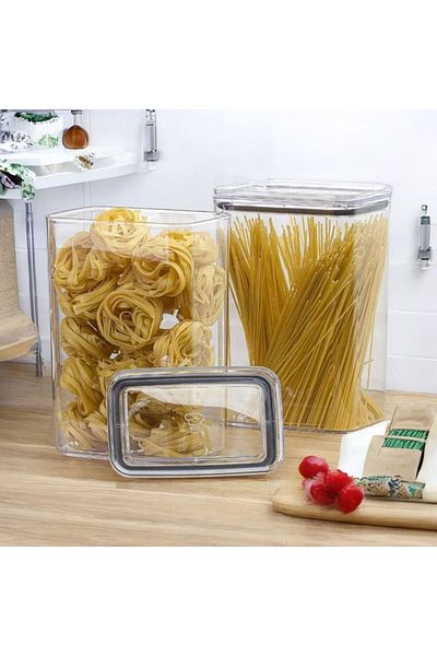 emdeco 2-Piece Vacuum Lid Acrylic Food Storage Jar Container/Box 3 Liter with Label Gift