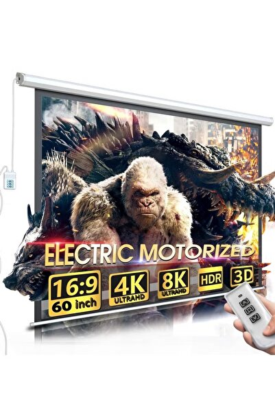 FlashHawk شاشة عرض كهربائية مثبتة على الحائط مقاس 60 بوصة بنسبة عرض إلى ارتفا...