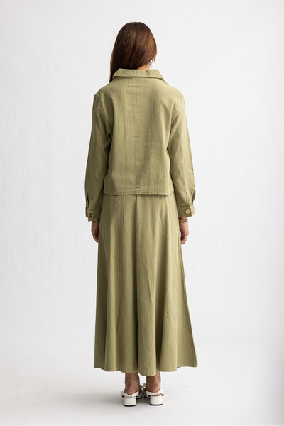 Suede Style 5757 - Stylish Comfortable Linen Shirt-Skirt Women's Set