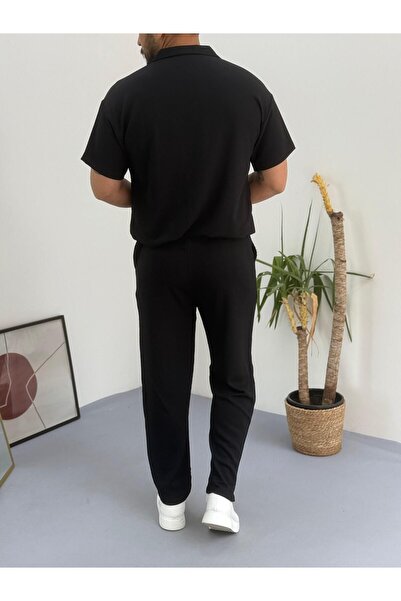 Fifty Color Комплект от мъжка риза и панталон с къс ръкав, летен креп и ликра, стил Алачатъ