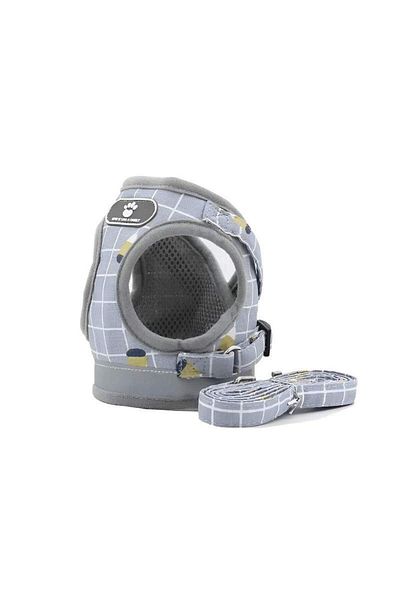 SIKS Harness and Leash Set for Dogs and Cats, Padded Vest, Soft and Comfortable, Size L, Gray