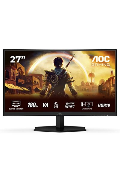 Aoc AOC 27" Curved Gaming Monitor, VA LED, Full HD, 180Hz, 1ms, HDMI/DP, Buil...