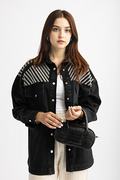 Suede Style 5507 - سترة جينز نسائية أنيقة ومطرزة بالخرز