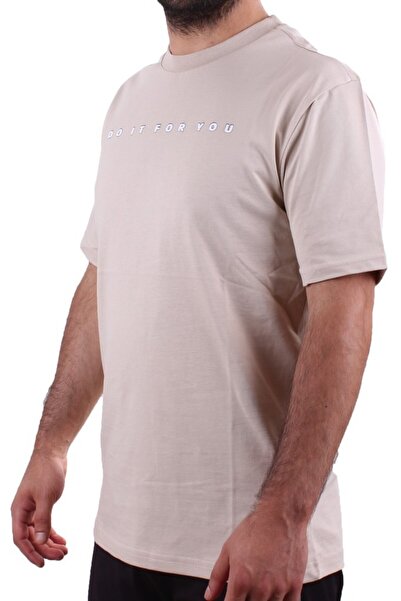 Twister Jeans 2323 Μπεζ καθημερινό βαμβακερό ανδρικό μπλουζάκι με λαιμόκοψη