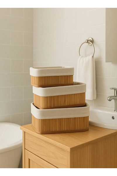 Flash Bazaar 3-Piece Bamboo Basket / Multi-Purpose Bamboo Basket Set