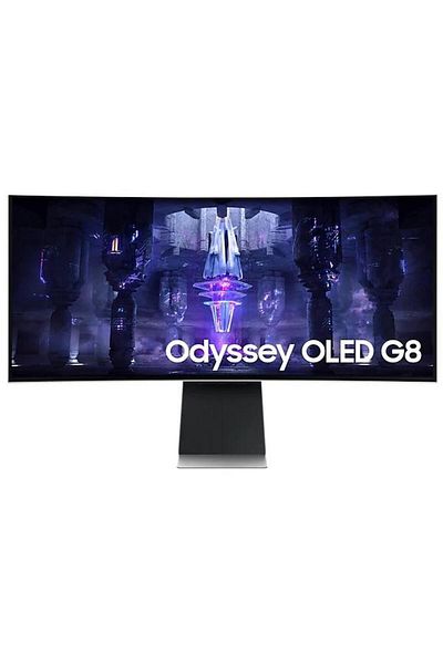 Samsung Monitor de gaming curbat OLED de 34", UWQHD, 175Hz, 0,1ms, FreeSync, argintiu