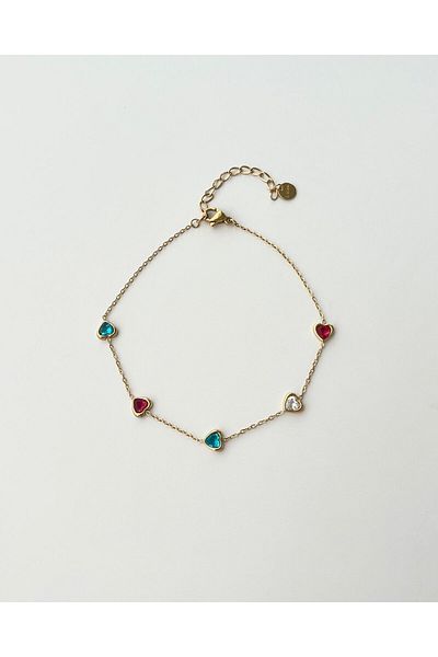 eyla collection Heart Stainless Steel Anklet – Gold Color, Water Resistant