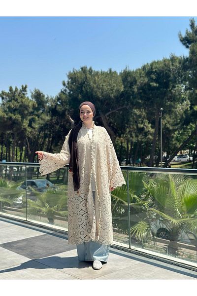 Ranasubaşı Lace Guipure Long Kimono