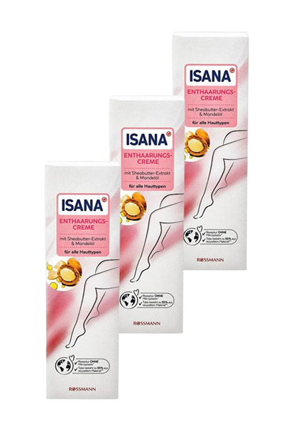 ISANA Shea Butter Extract and Almond Oil Depilatory Cream Sensitive 150 ml (3 Pieces)