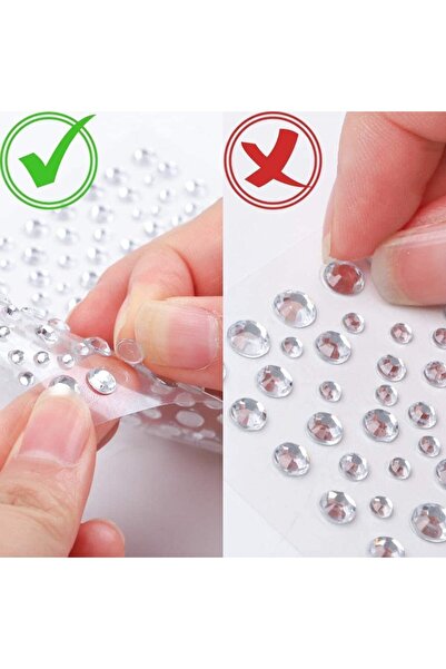 Pazar Kapısı Taş Sticker Beyaz İnci Kalpler Yapışkanlı Saç , Yüz Ve Tırnak Taşı Yılbaşı Süs Dekor Işıltılı Parlak