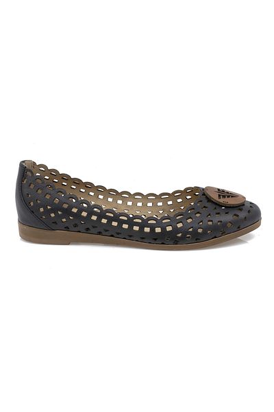 Caspiansea Women's Ballerinas, Caspian, Cas-03, Casual, Natural Leather, black, 40