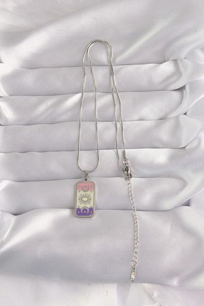 AfraBeauty 316L Steel Silver Color Mixed Enamel Moon Figure Tarot Necklace
