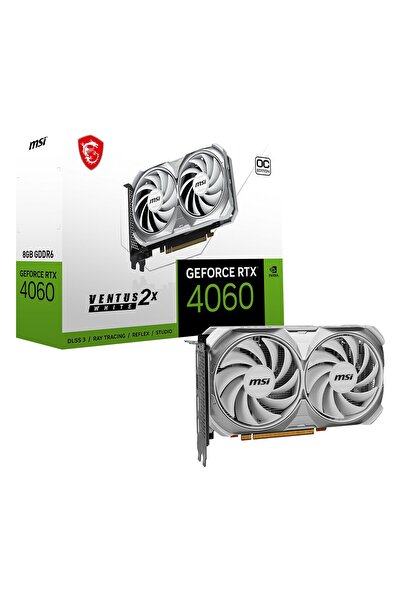 MSI Ventus 2X White Geforce Rtx 4060 Oc 8Gb Gddr6 128Bit Hdmi/Dp Graphics Card