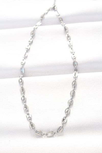 AfraBeauty 316L Steel Silver Color Sailor Chain Necklace
