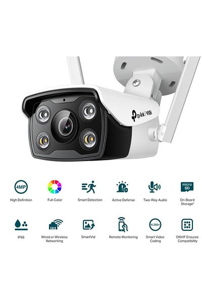 TP-LINK Cameră tip bullet VIGI C340-W 4MP, wireless, IP66, microfon, vedere nocturnă 30m