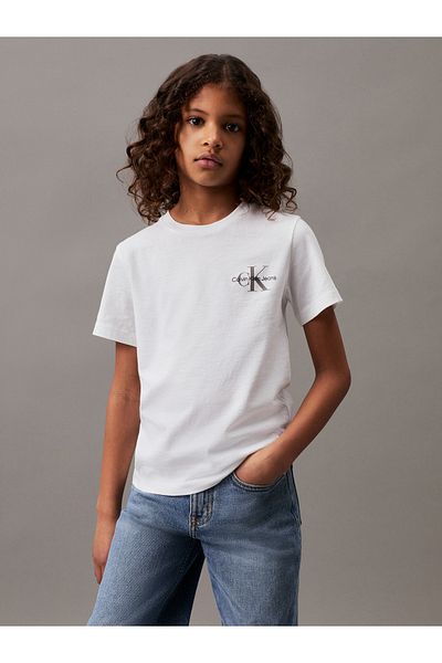 Calvin Klein Calvin Klein Kids Bright White Chest Monogram Short Sleeve T-Shirt