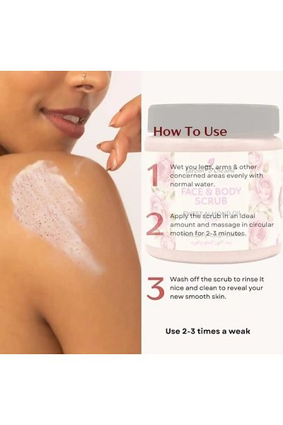 Jardin D Oleane Jardin D’Oleane Face & Body Scrub with Sweet Almond Oil & Rose - 500ml | for Soft, Glowing Skin