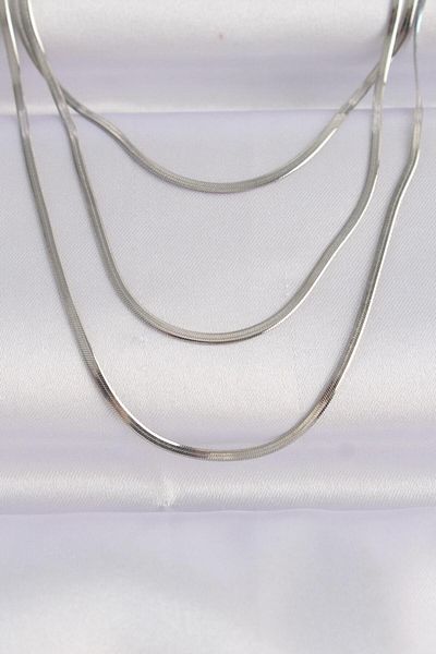AfraBeauty 316L Steel Silver Color Italian Chain Multiple Necklace