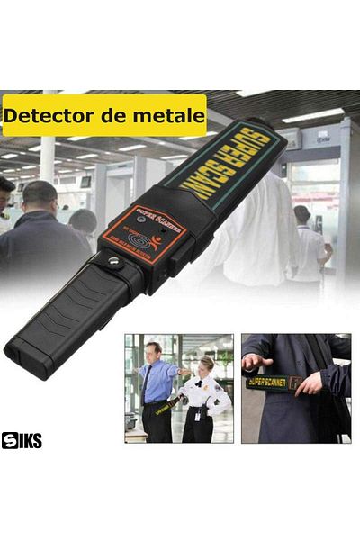 SIKS Metal Detector, Portable, Vibration, Alarm, Waterproof, 360° Scanning, Led, Black