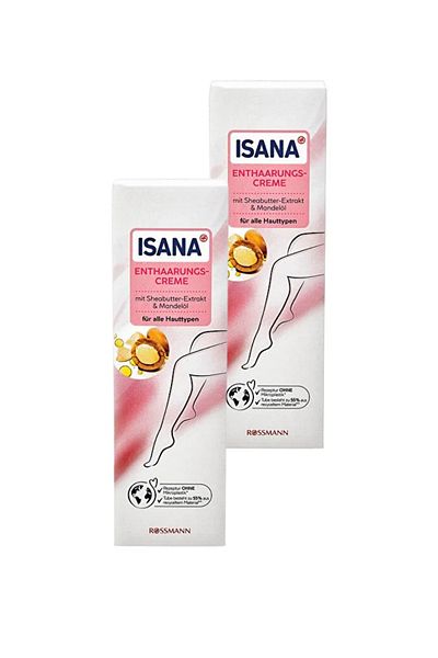 ISANA Shea Butter Extract and Almond Oil Depilatory Cream Sensitive 150 ml (2 Pieces)
