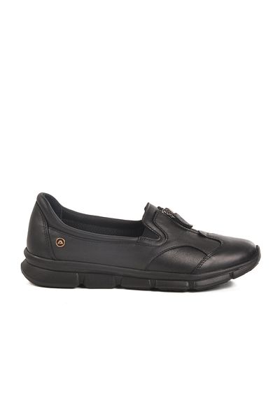 AYAKMOD Black Genuine Leather Anatomical Women's Casual Shoes 603 Z