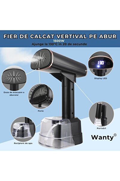 Wanty Wanty® Vertical Steam Iron, LCD Display, 1500W, 20s Heat-up Time,