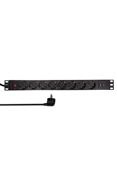 LogiLink LOGILINK 1U PDU extension for 19 inch rack, 8 Schuko sockets, Schuko input
