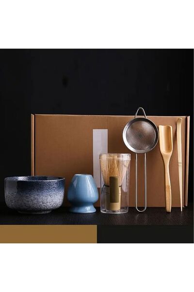 Safron 6 Piece Matcha Ceremony Set Green- Traditional Japanese Tea Making Kit, Bamboo Whisk