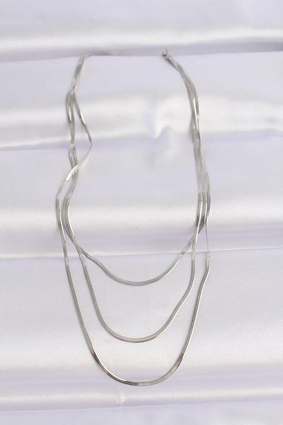 AfraBeauty 316L Steel Silver Color Italian Chain Multiple Necklace