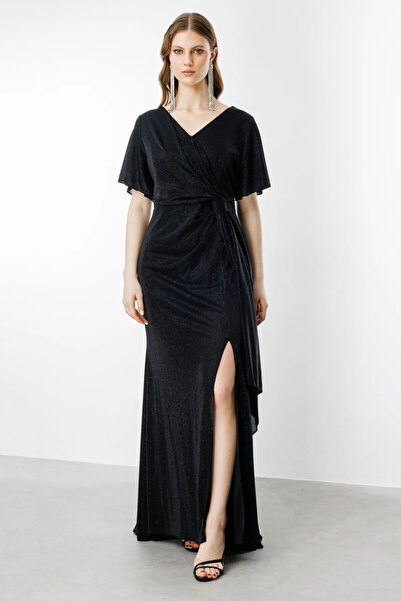 Ekol Mİ Yırtmaçlı Simli Uzun Abiye Elbise