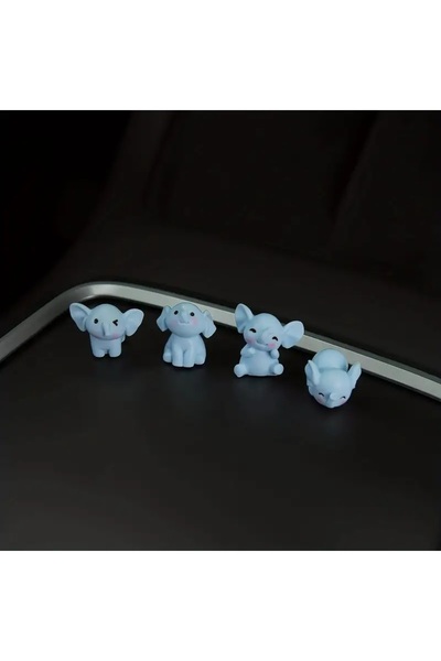 Çiçek Antalya 4'lü Mavi Fil Figürleri Araç İçi Torpido Aksesuar