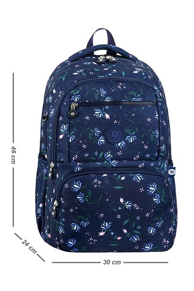 Alanç Gift Luxury Patterned High School and Middle School Backpack and Double Compartment Pen Holder + Keychain Gift