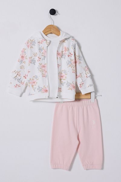 Ugly Duck 06-36 Month Polo Baby Girl Flowered Triple Set - White