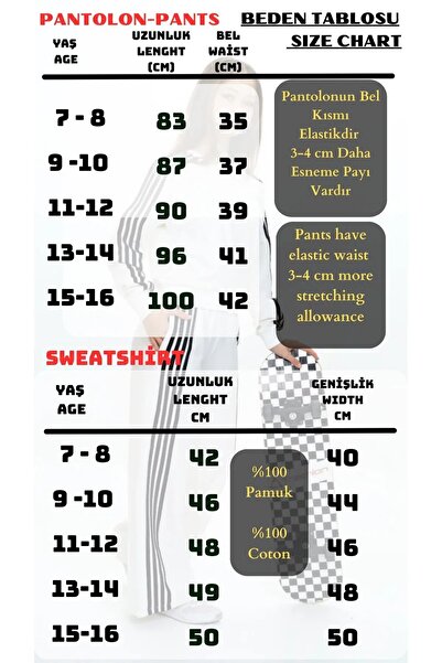 Genel Markalar Kız Çocuk %100 Pamuk 2 İplik Kompakt Penye Kumaş Eşofman Takım