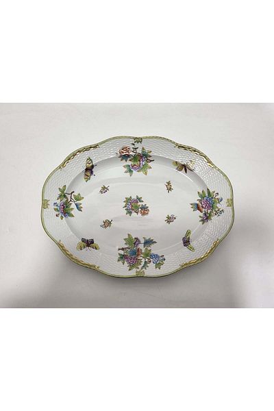 HEREND 101 Queen Victoria Vbo Hand Painting Porcelain Oval Serving Plate