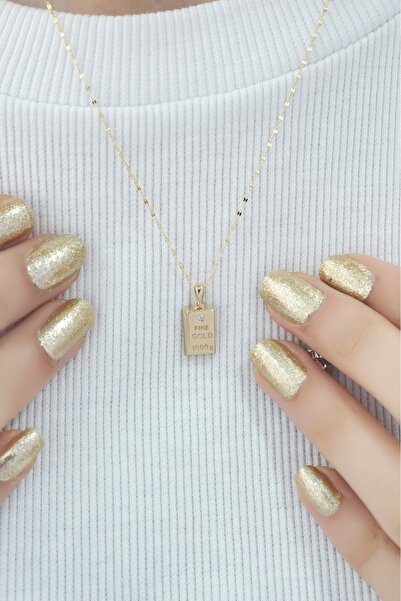 aytekgold Altın Külçe Kolye 14 Ayar