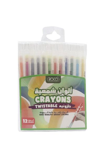 Roco Twistable Plastic Crayon Set – 12 Colors for Mess-Free and Smooth Coloring