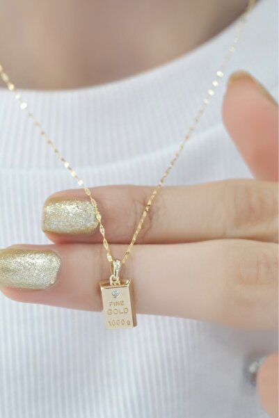 aytekgold Altın Külçe Kolye 14 Ayar