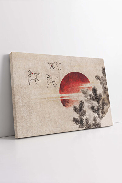 KOSS Dijital Tablou de pânză cu design în stil japonez, pictură cu soare, pân...