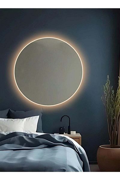 Taimi 80cm Round Makeup Mirror with LED Backlight, Makeup Mirror Suitable for Dressing Room and Bedroom
