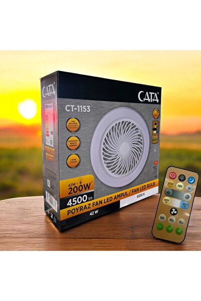 Cata CT-1153 Poyraz Fanlı LED 42 Watt Ampul Lamba Beyaz Işık Vantilatör Aydınlatma E27 3 Renk Dim Ed