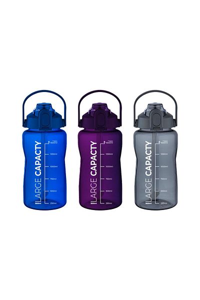 ROYALGROSS 1.5 Liter Healthy Polycarbonate Water Bottle – with Straw, Blue Gray Purple, Large Capacity Water Bottle