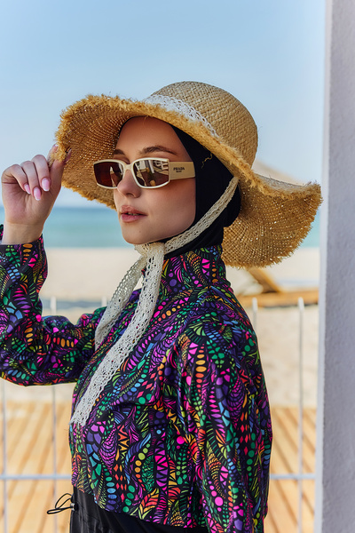 Remsa Mayo Straw Hat Beach Hat with Tassel Edges and Ribbon Tie Detail Rş-2092 Beige