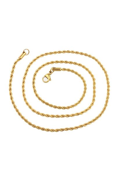 xUPING Simple Rope chain made of stainless steel, 18K gold plated, 60cm, gold