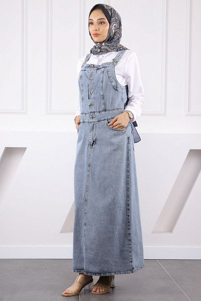 İmajButik Blue Pocket Denim Salopet