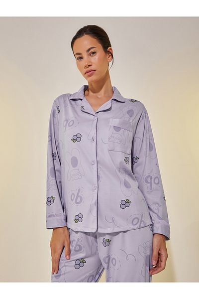 Styli Fruit Printed Long Sleeve Shirt and Pyjama Set