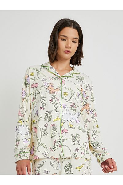 Styli Floral Print Long Sleeve Shirt and Pyjama Set