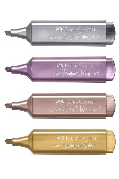Faber Castell 4-Piece Water Based Metallic Highlighter Set Multicolour