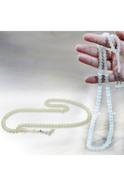 Tesbihane عُقدة صلاة معدنية غير قابلة للتلطيخ، لون شفاف، 99 حبة، عُقدة صلاة على شكل عين القط